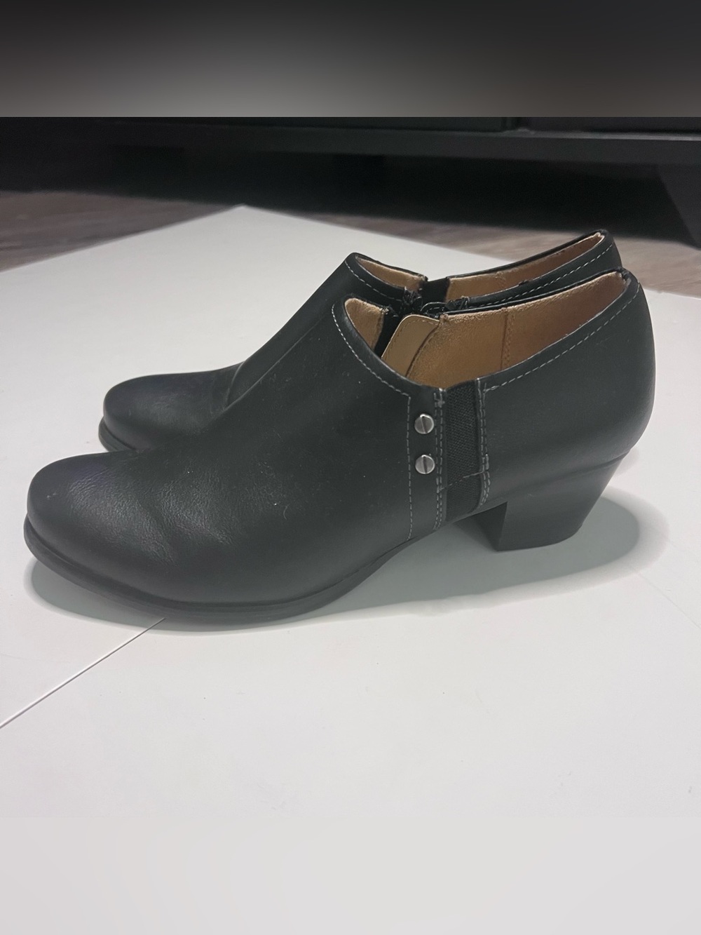 Naturalizer Black Low Block Heel Ankle Boots